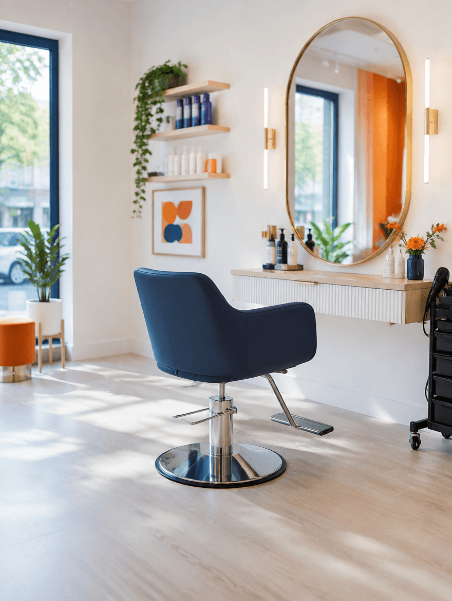 Sade, aydınlık bir güzellik salonu iç mekânı